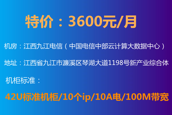 IDC电信机柜特价3600元/月 42U标准机柜/10ip/10A电/100M带宽